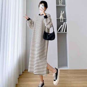 マタニティー服 ワンピース レディース 大きいサイズあり 2XL ボーダー柄