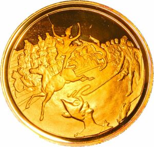 2 画家 ジョルジュ・スーラ パリ造幣局 限定版 印象派展100周年 1891年作 サーカス 彫刻 純金張り 24KT ゴールド 純銀製 メダル コイン
