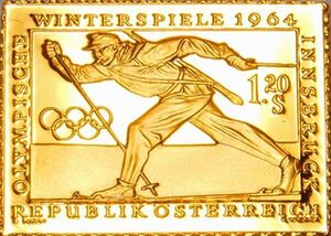 12 オーストリア インスブルックオリンピック 五輪 射撃 切手 コレクション 国際郵便 限定版 純金張り 24KT ゴールド 純銀製 アート メダル