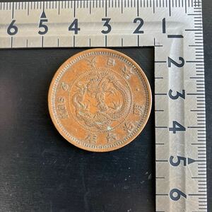 2 sen copper coin Meiji 6 year . modern times money two sen copper coin Meiji six year *1