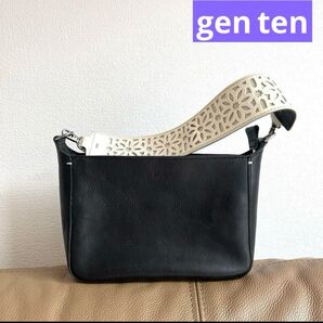 美品ゲンテン コメット ショルダーバッグ ミネルヴァボックス 黒 ハンドバッグ ショルダーバッグ 肩掛け レザー ブラック系