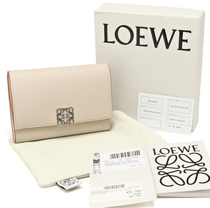 新品 ロエベ アナグラム バーティカル ウォレット スモール C821S33X01 ライトゴースト 三つ折り財布 LOEWE