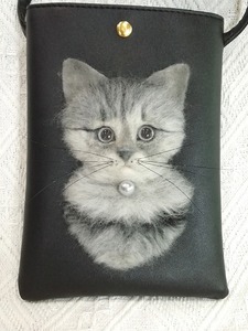  wool felt cat cat Chan pochette * smartphone case * tote bag 