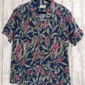 Cooke Street アロハシャツ メンズ サイズ:M 半袖 総柄 US古着 ヴィンテージ 半袖 ハワイアンシャツ ネイビー