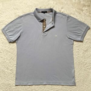  beautiful goods / rare L* Burberry London [ refreshing . one put on ]BURBERRY LONDON polo-shirt with short sleeves noba check stamp . hose Logo embroidery light blue light blue 