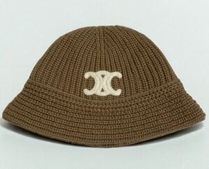 CELINE Celine Trio mf cloche cashmere knitted cap bucket Brown hat 1 jpy ~