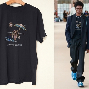 新品 定価3.8万 BOTTER ボッター 23SS T-SHIRT SMALL FIT CARIBBEAN BEACH BLACK ラインストーン Tシャツ Lサイズ TS