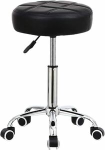 KKTONER 丸回転昇降スツール キャスター付き 製図作業学習バー椅子 オフィスチェア カウンターチェア 作業椅子 PUレザー 