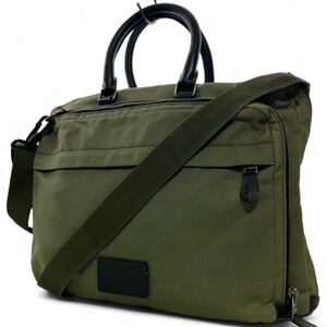1 jpy rare COACH Coach business bag shoulder bag briefcase men's A4 possible PC storage 2way green green nylon 