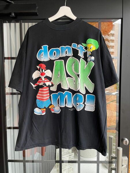 90s USA 古着 Tシャツ 黒 LOONEY TUNES シングルステッチ ルーニーテューンズ ブラック ヴィンテージ