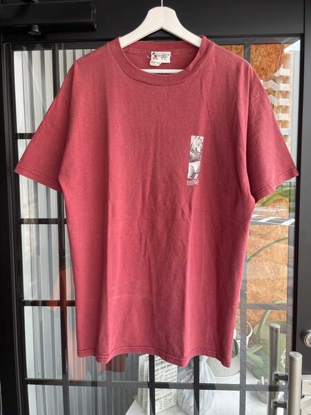 90s USA古着 ディズニー 半袖Tシャツ バーガンディ POOH プーさん Lサイズ disney