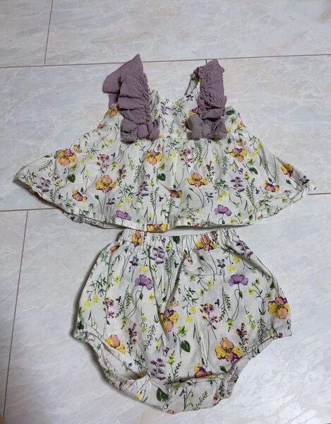 セットアップ 花柄 ノースリーブ