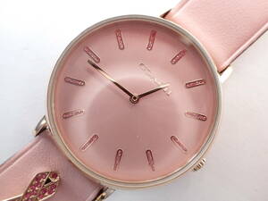1 jpy ~ COACH Coach QZ quartz wristwatch CA.120.7.34.2156 pink lady's wristwatch operation goods 
