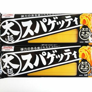 昭和産業　太麺スパゲッティ　太さ２.２㎜！　２袋　合計１Ｋｇ　太麺パスタ 　太麺スパゲティー　スパゲティー　パスタ　太麺ナポリタン