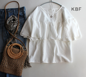  cat pohs shipping 385 jpy * Urban Research KBF| adult lovely gya The - frill blouse white * new goods 