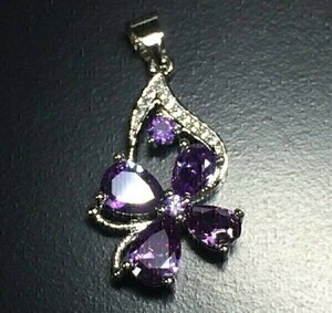 [Premio Fortuna] amethyst pendant top four leaf. clover 4.. purple. flower S925 total length 30 millimeter ... pendant 306021##