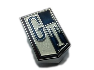 ハコスカ 2D フロントフェンダーGTエンブレム 青 バッチ マーク KGC10 GT 旧車 L型 HT スカイライン パーツ 日産 部品 ハードトップ サイド