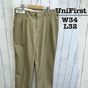 USA古着　ワークパンツ　チノパン　ベージュ　W34 L32　UniFirst