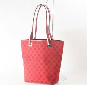 GUCCI Gucci GG парусина ручная сумочка красный парусина кожа Gold металлические принадлежности женский (215)