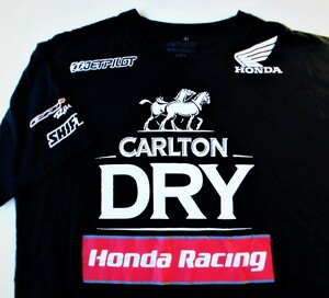 【即決】日本未上陸★Honda Racingホンダレーシング CARLTON DRY 丸首半袖Tシャツ/JETPILOTプレミアム/メンズXL黒/送料185円