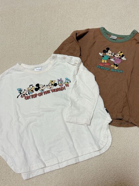 ディズニー レトロミッキー Tシャツ 長袖 フタフタ