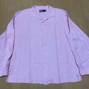 長袖 caldwell ralph lauren オープンカラーシャツ ピンク ビンテージ 90s ラルフローレン 開襟シャツ ビックポロ polo
