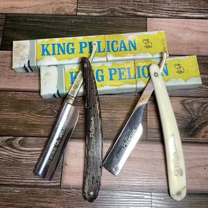 123★西洋剃刀 2本 KING PELICAN キングペリカン 理容 床屋 剃刀 カミソリ 