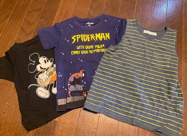 子供Tシャツ3枚セット　UTスパイダーマン110 ミッキー100 ZARAタンクトップ116