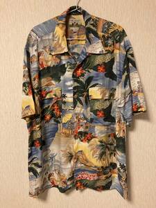 ●reyn spooner レインスプーナー メニュー柄 アロハシャツ USA製 アメリカ製 ハワイアンシャツ レーヨン ビンテージ オープンカラー