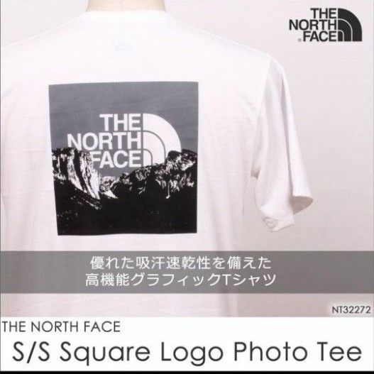  ノースフェイス ショートスリーブスクエアロゴフォトティー メンズ S／S Square Logo 吸汗 速乾 NT32272 W