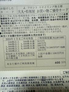 Jフロント リテイリング 株主優待カード 大丸・松坂屋 限度額600万円 女性名義