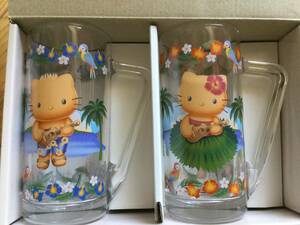  Hello Kitty * glass mug set jug pair tumbler unused goods 