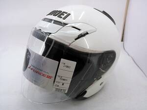 【送料無料】良品 SHOEI ショウエイ J-FORCEⅢ J-FORCE3 CRYSTAL WHITE クリスタルホワイト Mサイズ 未使用のシールドド付き ヘルメット