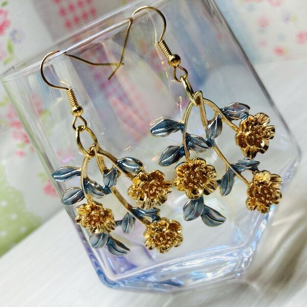 フラワー 花束 ピアス ハンドメイド