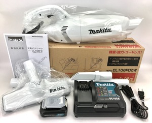 新品 マキタ 充電式クリーナ CL106FDZW 本体 + バッテリ + 充電器 ( CL106FDSHW と同じ ) 10.8V 未使用 充電式クリーナー コードレス