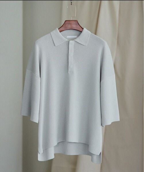 【WYM LIDNM】WIDE LOOSE RELAX KNIT POLO Instagram Ex. ペールグリーン L