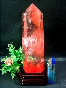  супер красивый красный кристалл шестиугольник стойка 179E2-60E09W