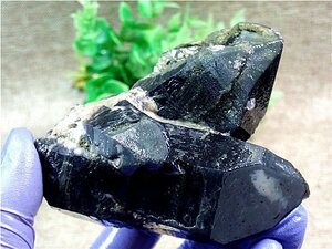 AAA級【魔除け】◆天然モリオン(黒水晶）&長生石共生鉱178C3-54C23b