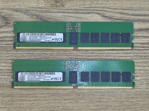 64GB Micron PC5-4800B ECC RDIMM 32GB 2枚セット DDR5 Registered メモリ サーバー ワークステーション ほぼ未使用 動作確認済み