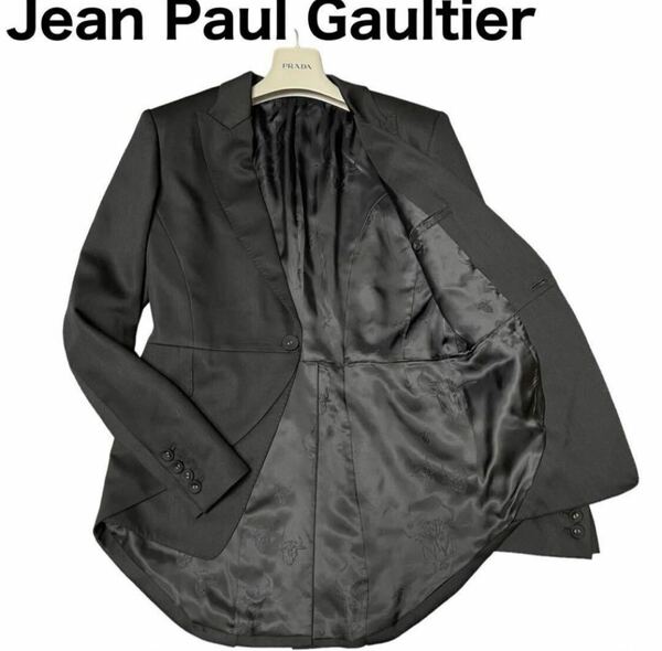 超希少 美品 Jean Paul Gaultier ジャンポールゴルチエ ゴルチェ テーラードジャケット ブレザー スペンサー 燕尾 変形 大きいサイズ48 黒