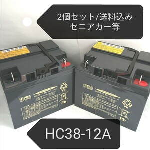 2個セット YUASA ユアサNP38-12 互換SER-38-12 LC-XC1238-H SC38-12 HC38-12セニアカー用 バッテリー