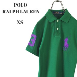 POLO RALPH LAUREN ポロラルフローレン 半袖ポロシャツ ビッグポニー 刺繍ロゴ グリーン 小さいサイズ メンズ XSサイズ
