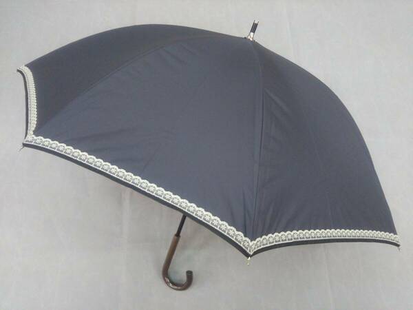 晴雨兼用　日傘　長傘（手開き）　遮光遮熱レース　グレー×裏ブラック　新品