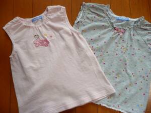  Familia * short sleeves * no sleeve * T-shirt *2 pieces set *100* rear Chan * gray * pink * girl 