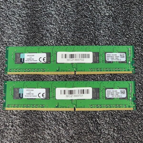 Kingston DDR4-2133MHz 16GB (8GB×2枚キット) KVR21N15S8/8 動作確認済み デスクトップ用 PCメモリ 