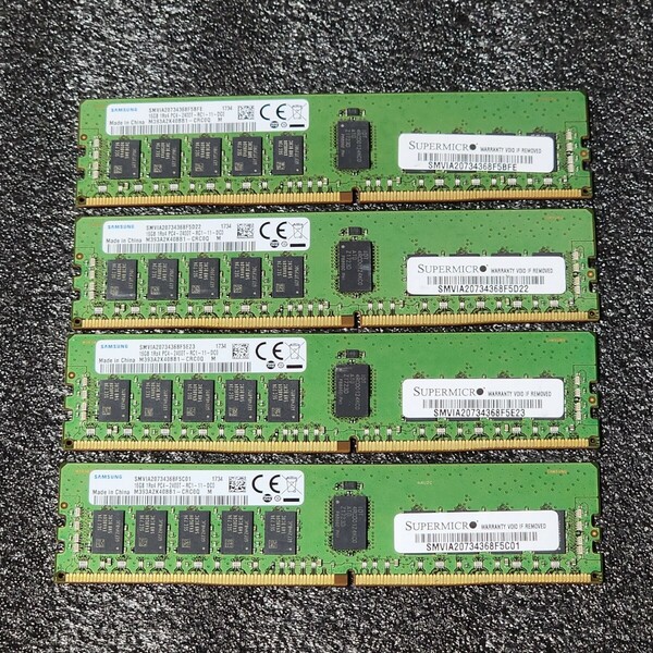 SAMSUNG DDR4-2400MHz 64GB (16GB×4枚キット) M393A2K40BB1-CRC0Q ECC Registered 動作確認済み デスクトップ サーバー用 PCメモリ (2)