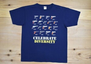 00'sUSA古着 CELEBRATE DIVERCITY 拳銃 Tシャツ sizeL 紺 ピストル 武器 ハンドガン リボルバー 銃器 ガン アメリカ アメカジ anvil