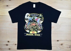 レアUSA古着 POW MIA ベトナム戦争 HONOR WALK Tシャツ sizeL 黒 ミリタリー 米軍 アメリカ アメカジ GILDAN