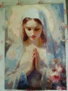 ダイヤモンドアート　ビーズ絵画　完成品　聖母マリア　キリスト教　カトリック