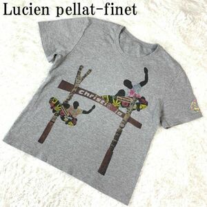 lucien pellat-finet 半袖Tシャツ グレー ルシアンペラフィネ 半袖カットソー プリントTシャツ S B6350